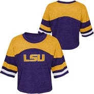 Outerstuff Girls Youth Purple LSU Tigers Sunday Friday Sleeve Stripe Jersey T-Shirt