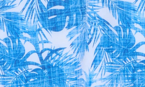 Construct Duo Palm Print Camp Shirt In Blue
