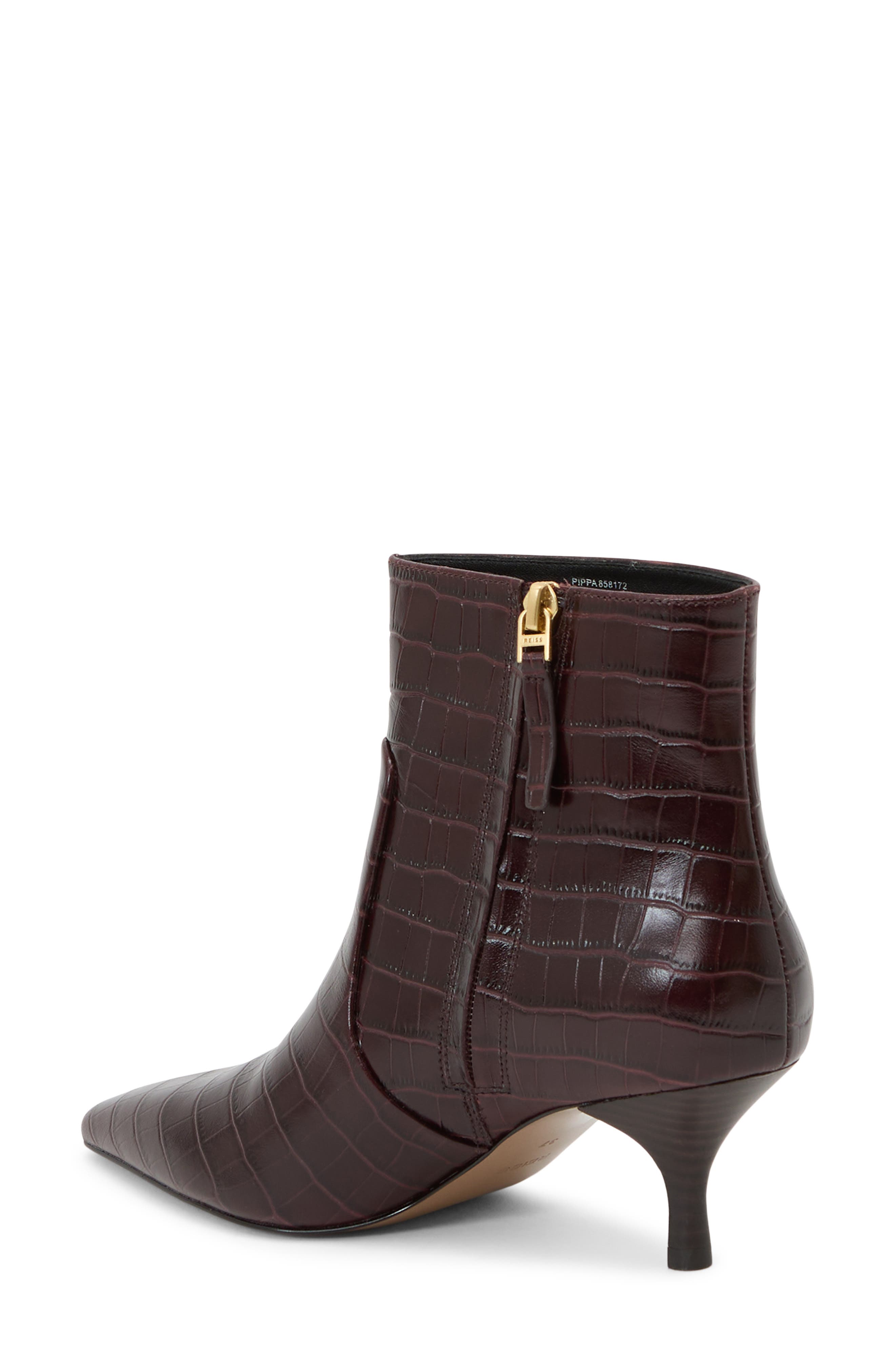 Reiss Pippa Pointed Toe Bootie, Alternate, color, Burgundy