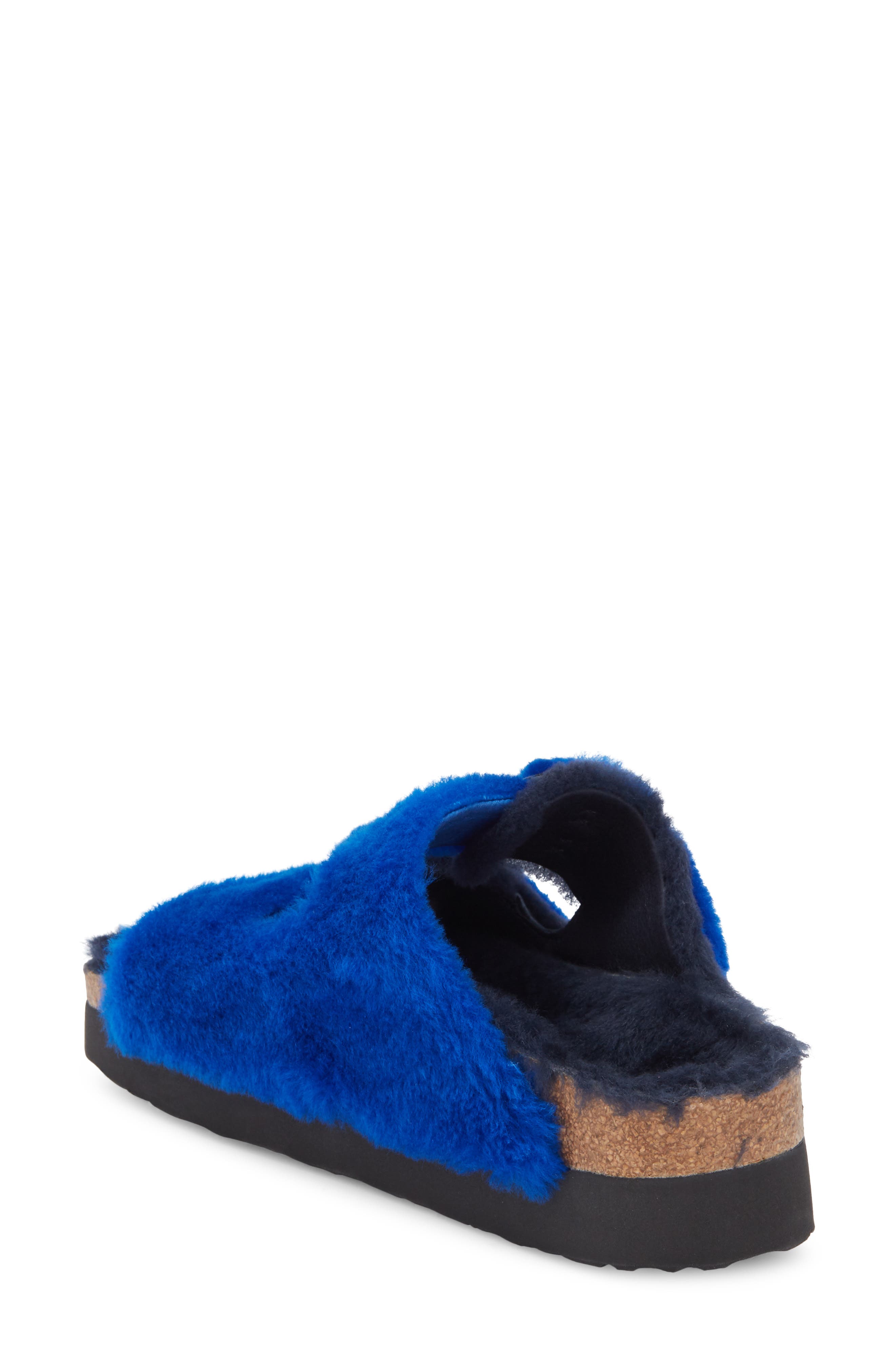 Birkenstock Papillio by Birkenstock Arizona Big Buckle Genuine Shearling Slide Sandal, Alternate, color, Midnight/ Ultra Blue