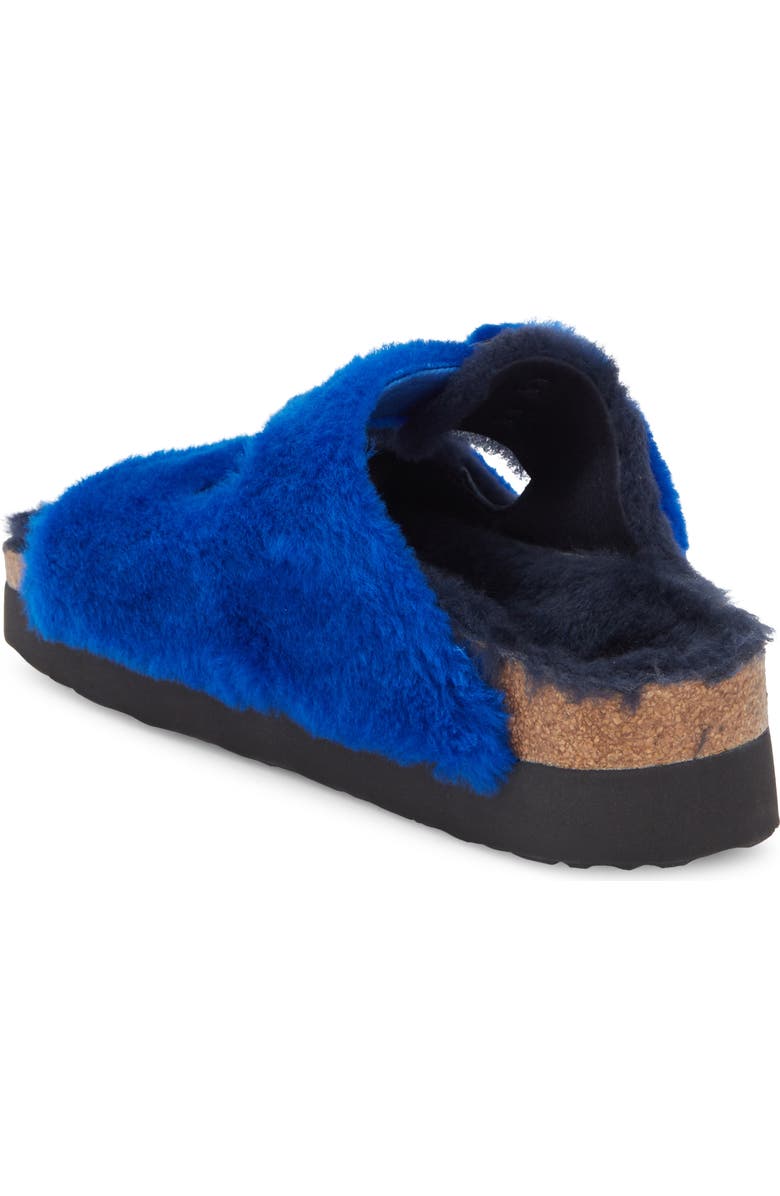 Birkenstock Papillio by Birkenstock Arizona Big Buckle Genuine Shearling Slide Sandal, Alternate, color, Midnight/ Ultra Blue