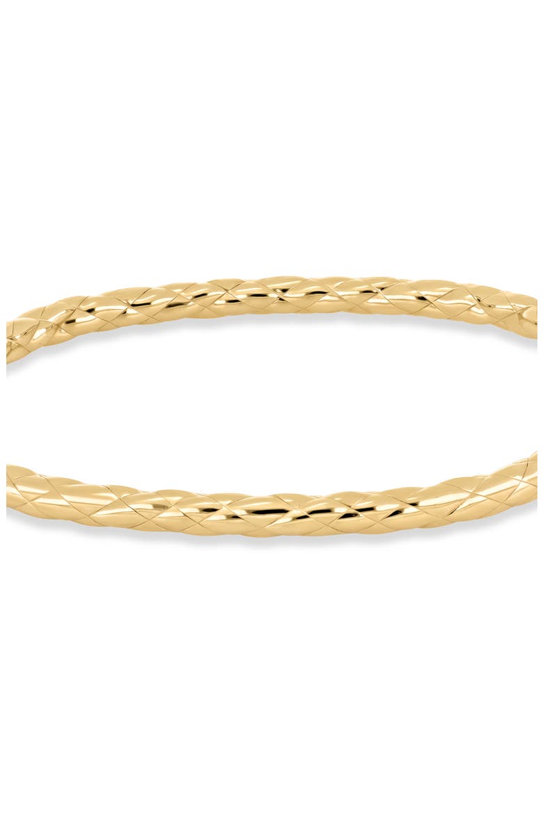 14K Gold Woven Texture Oval Bangle Bracelet (Online Trunk Show), Alternate, color, 14K YELLOW GOLD