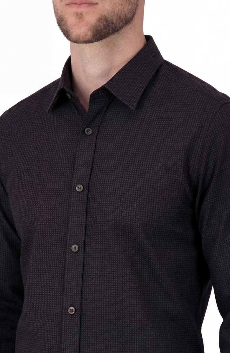 Report Collection Regular Fit Box Print 4-Way Stretch Button-Up Shirt, Alternate, color, Black