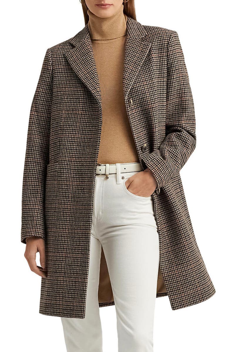 Lauren Ralph Lauren Reefer Wool Blend Coat, Main, color, Heritage Plaid