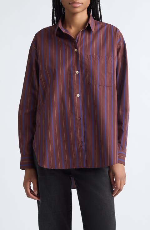 The Essential Striped Long Sleeve Cotton & Silk Shirt