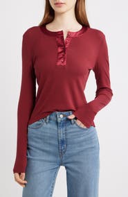 FRAME The Satin Trim Rib Henley