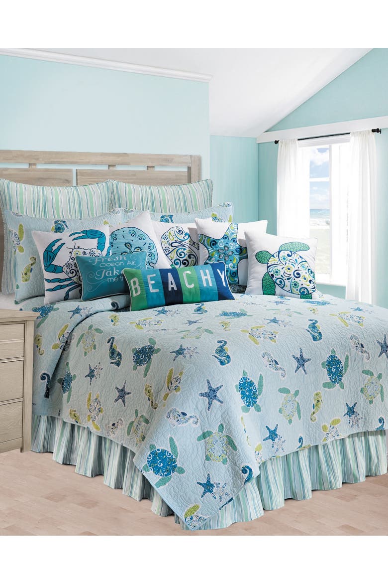 "BEACHY" Cotton Blend Lumbar Accent Pillow 12" x 24", Alternate, color, Blue