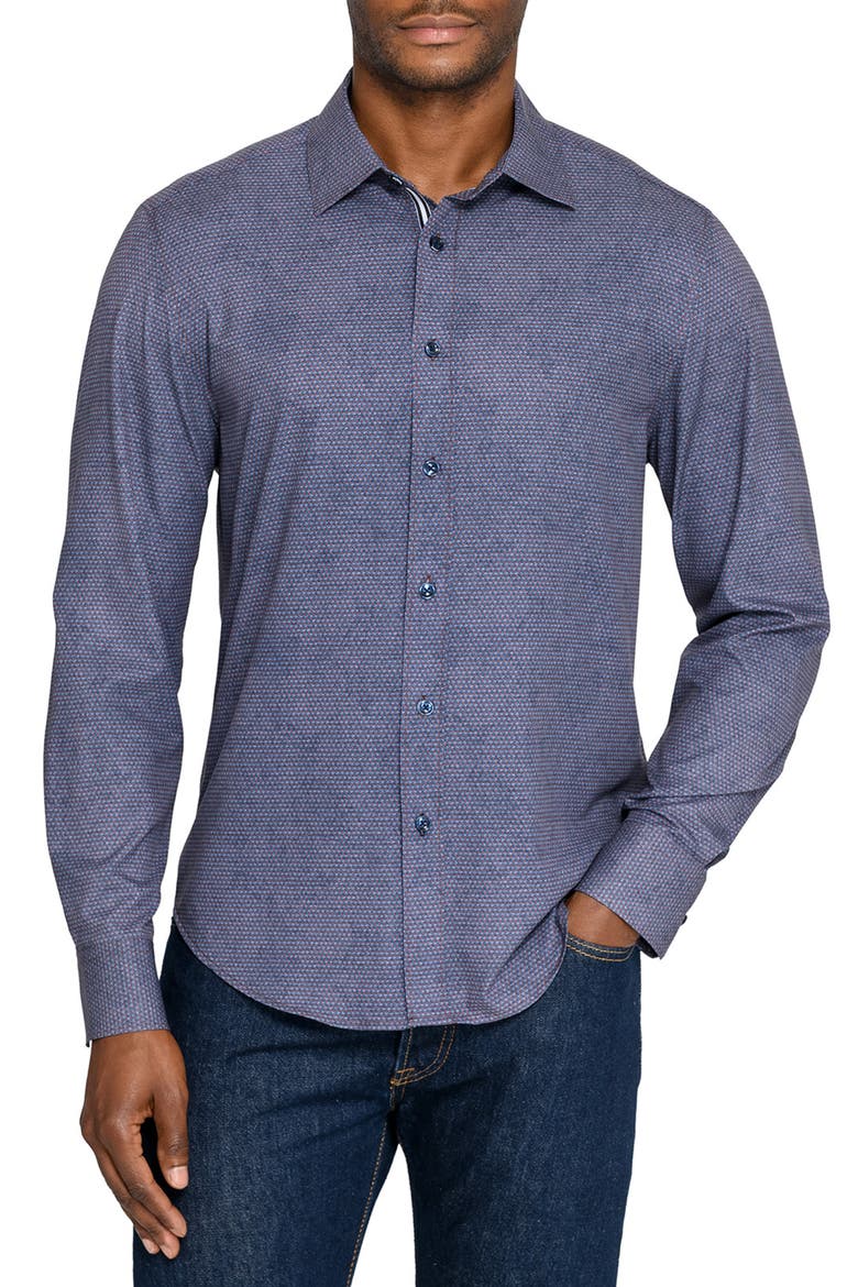 Prism Print Woven Long Sleeve Basic, Main, color, BROWN/BLUE