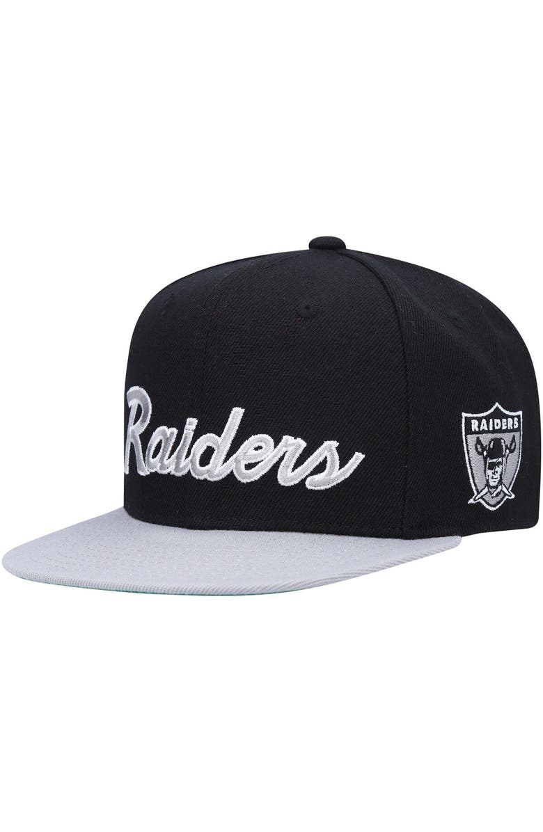 Mitchell & Ness Youth Mitchell & Ness Black/Gray Las Vegas Raiders Team Script Snapback Hat, Main, color, 