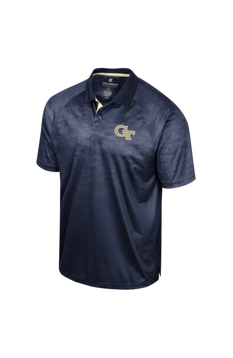 COLOSSEUM Men's Colosseum Navy Georgia Tech Yellow Jackets Honeycomb Raglan Polo, Alternate, color,