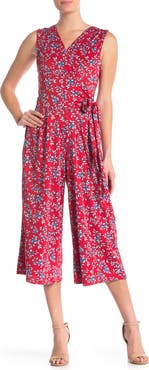Nina Leonard Surplice Culotte Crop Jumpsuit