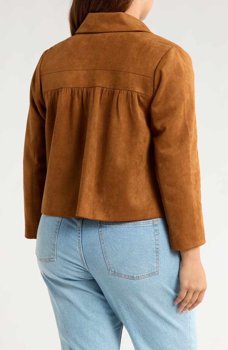 Gemma + Jane Faux Suede Shirt Jacket, Alternate, color, Mocha