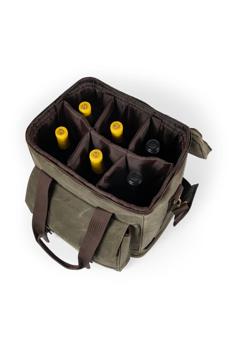 Weekender with Trolley - 6 Bottle Wine Bag, Alternate, color, Khaki Green with Brown Accents