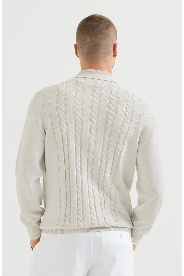 Cotton cable knit shirt with logo, Alternate, color, White