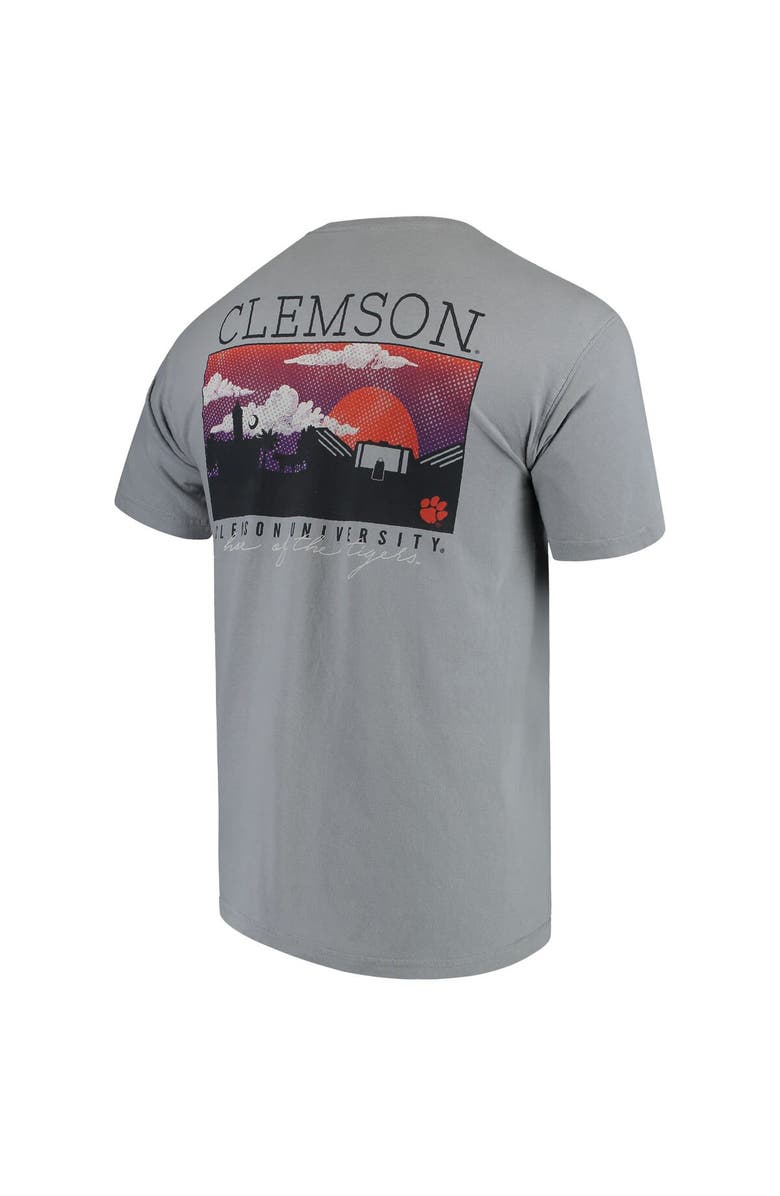 IMAGE ONE Men's Gray Clemson Tigers Comfort Colors Campus Scenery T-Shirt, Alternate, color, 