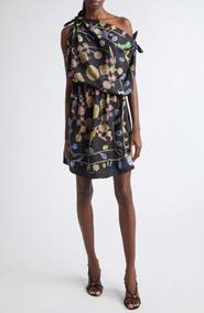 Versace Broken Jewels Print Silk Twill Dress