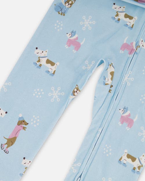 Deux Par Deux Organic Cotton Interlock One-piece Pajama In Blue