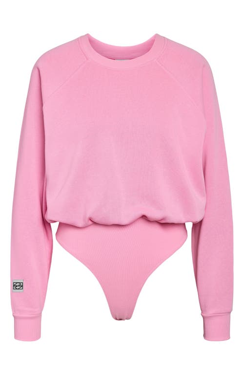 Shop Noisy May Arya Cotton Blend Sweatshirt Bodysuit In Bonbon