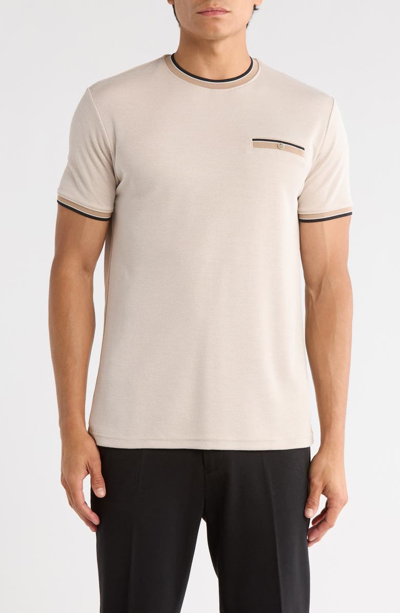 DENIM AND FLOWER Tipped Crewneck T-Shirt, Main, color, Khaki