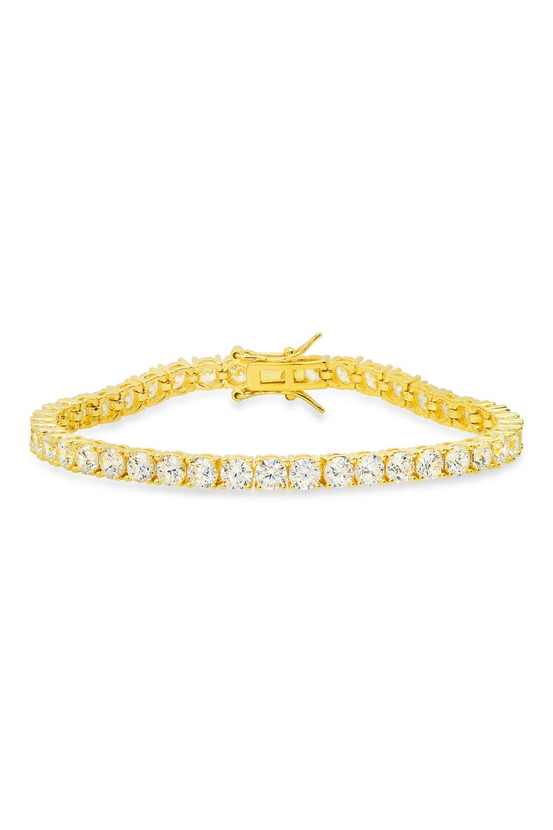 Sterling Silver Round Cut Cubic Zirconia Tennis Bracelet, Main, color, GOLD