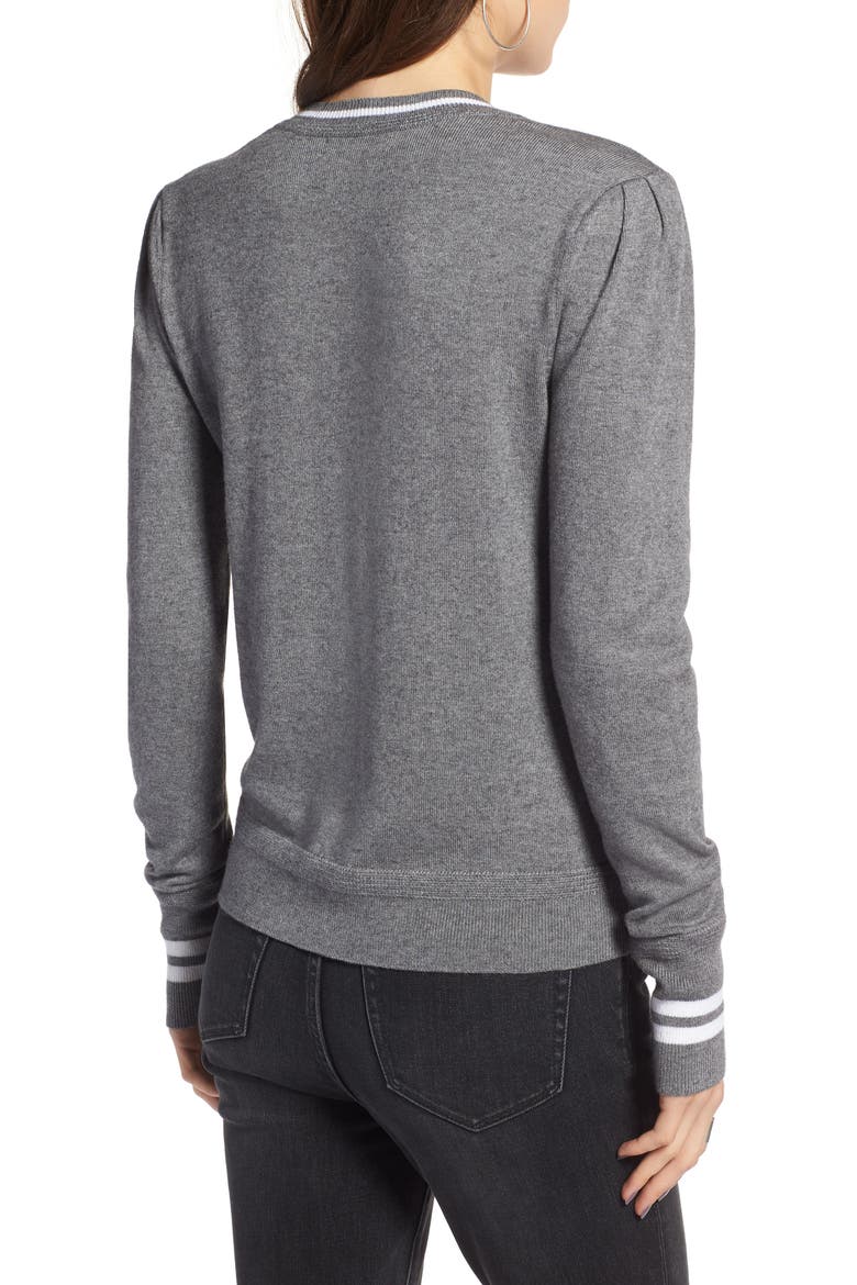 Sporty Stripe Sweater, Alternate, color, GREY DARK HEATHER IVORY COMBO