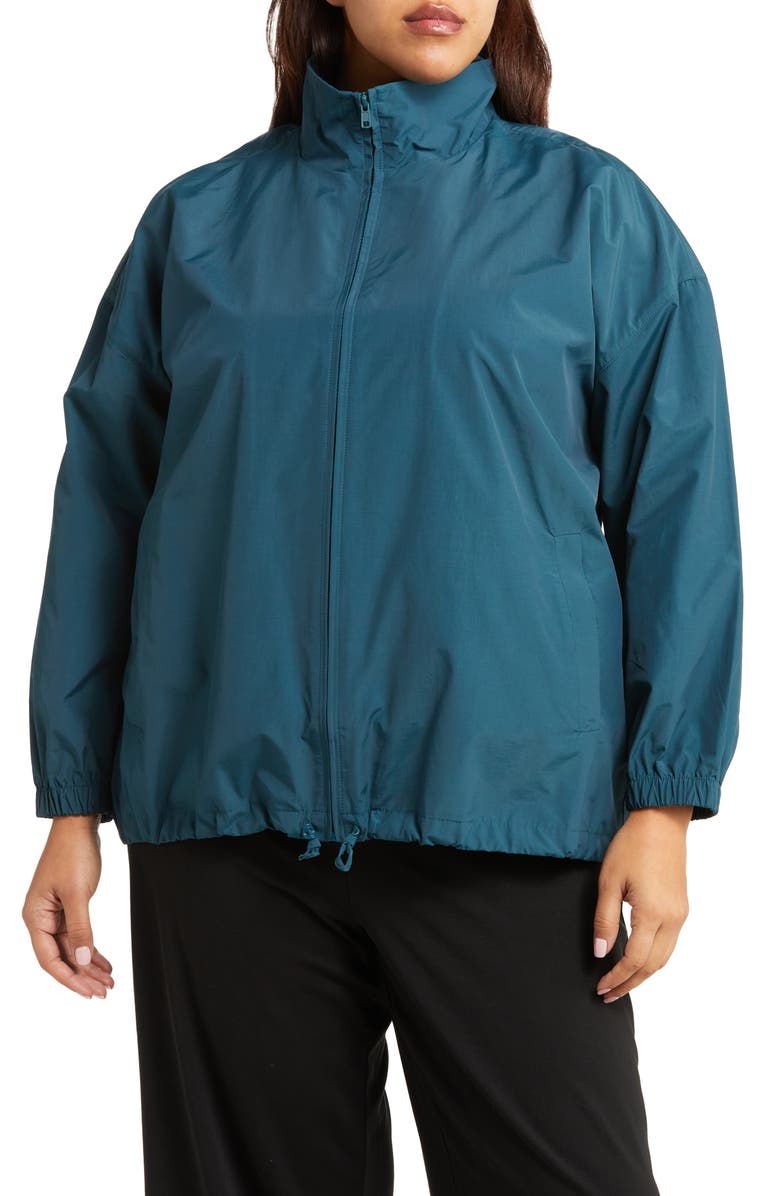 Eileen Fisher Stand Collar Organic Cotton Blend Zip Jacket, Alternate, color, 