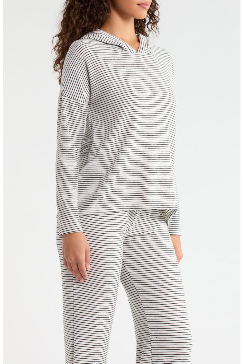 Tiegan Stripe Hoodie, Alternate, color, WHITE/BLACK