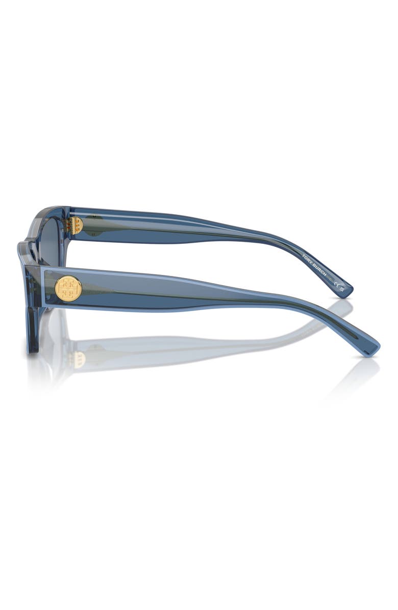 Tory Burch 53mm Rectangular Sunglasses, Alternate, color, Dark Blue