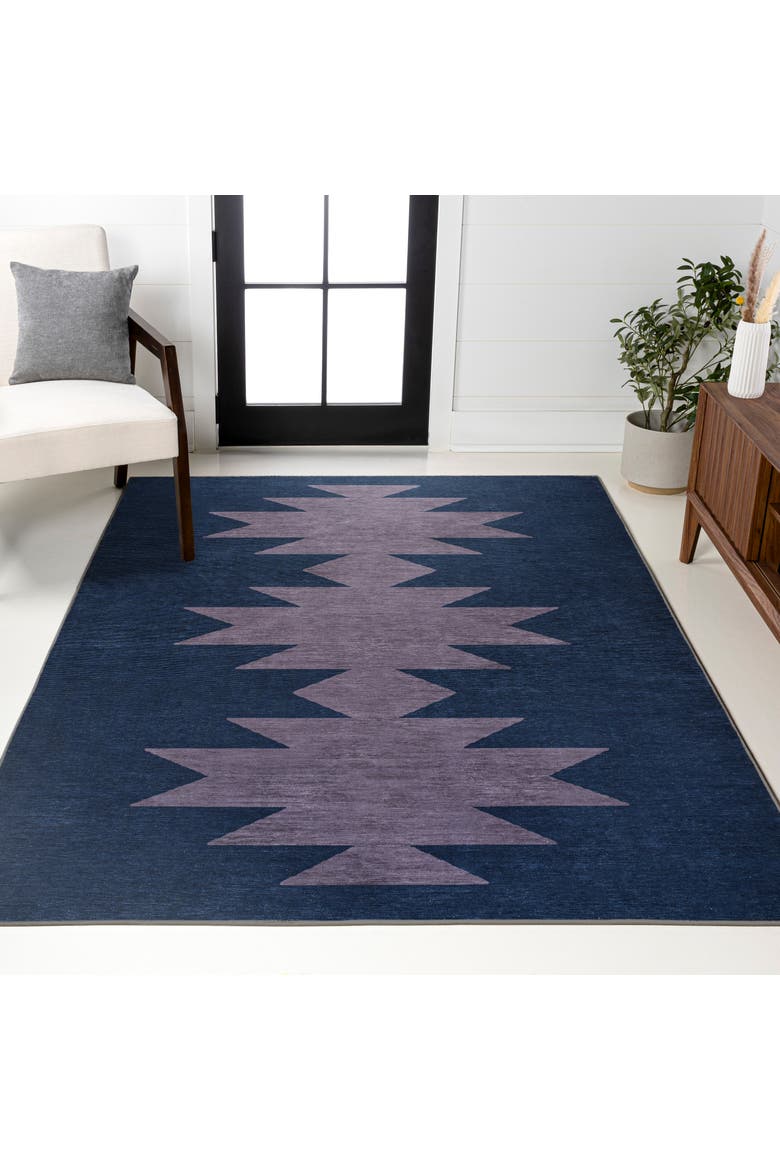 Chayton Minimalist Geometric Machine-Washable Area Rug, Alternate, color, Midnight Plum
