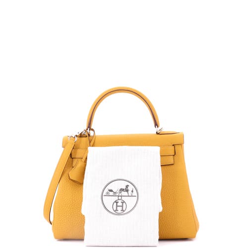 Pre-owned Hermes Hermes Kelly Handbag Yellow Togo With Palladium Hardware 28 In Yellow