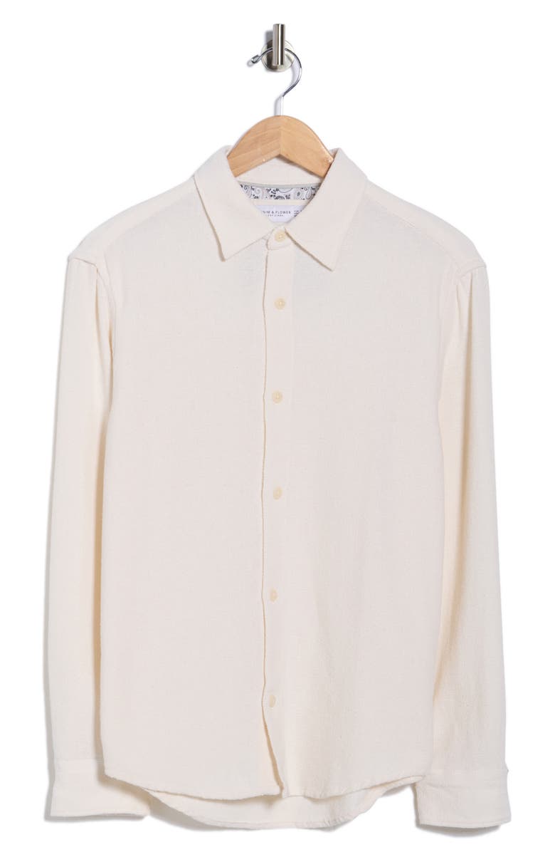 DENIM AND FLOWER Relaxed Fit Textured Button-Up Shirt, Alternate, color, Cream