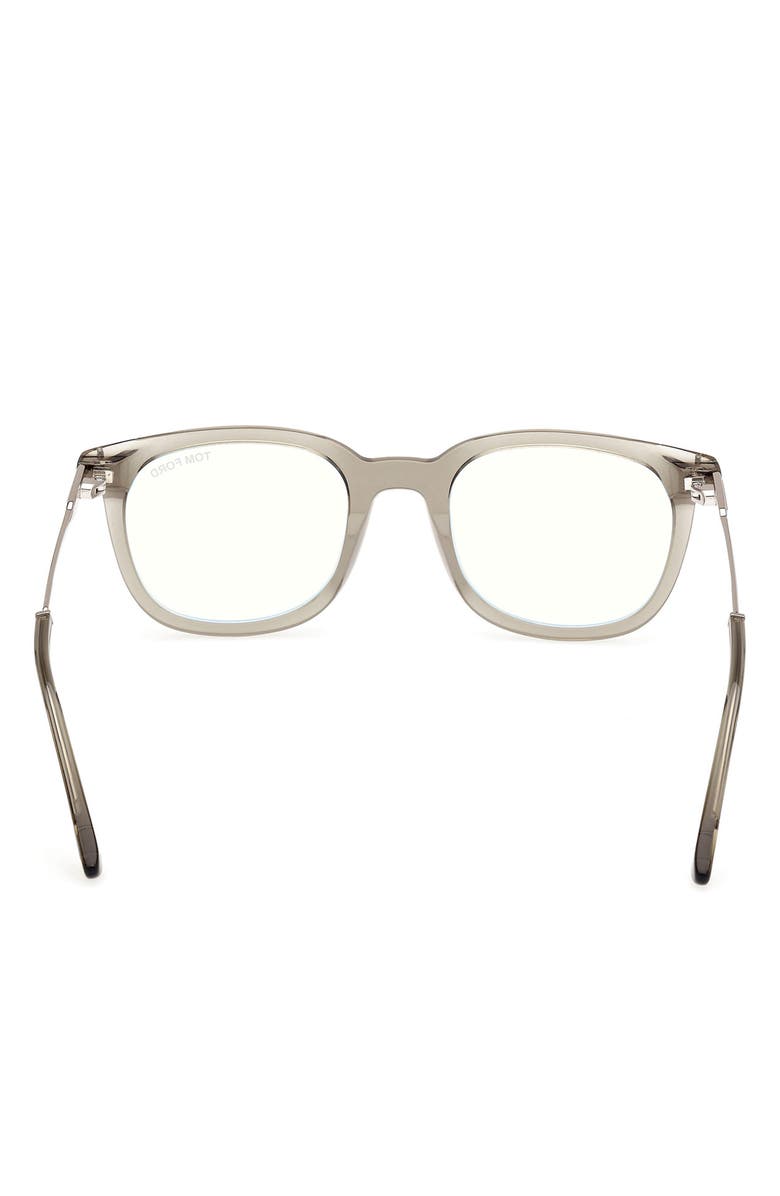 TOM FORD 50mm Square Blue Light Blocking Glasses, Alternate, color, Olive / T Logo / Blue Block