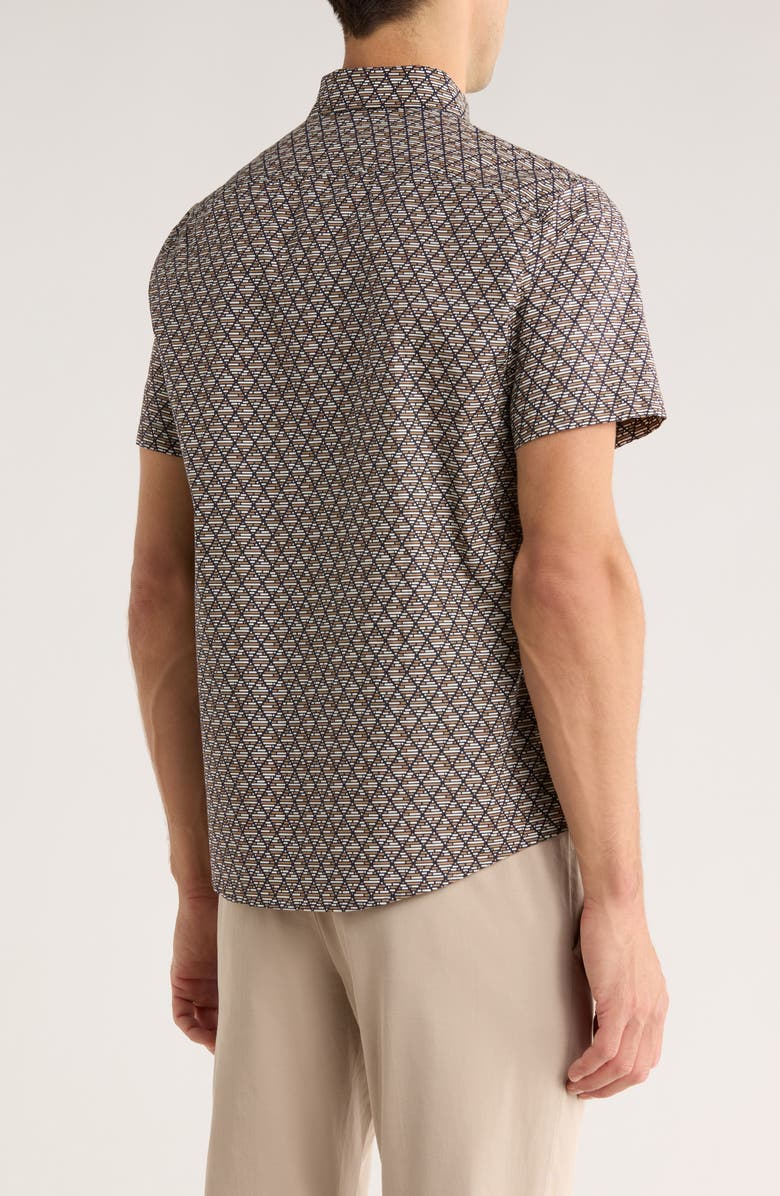 Original Penguin Slim Fit Short Sleeve Cotton Poplin Button-Up Shirt, Alternate, color, Tigers Eye