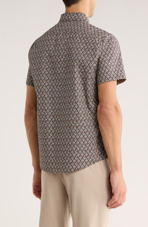 Original Penguin Slim Fit Short Sleeve Cotton Poplin Button-up Shirt In Brown