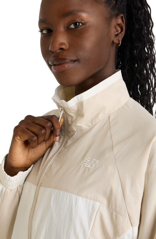 New Balance Oversize Water Resistant Colorblock Nylon Jacket In Neutral