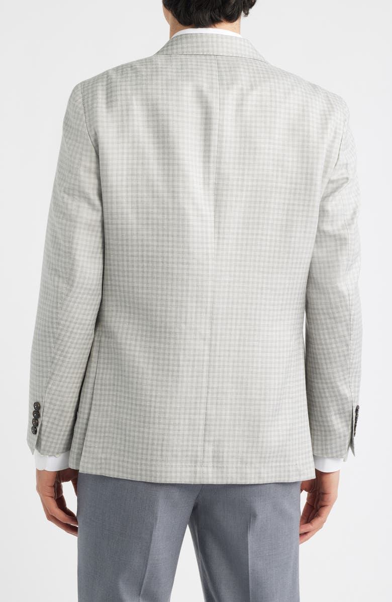 Peter Millar Montgomery Tailored Fit Gingham Check Wool & Silk Blend Sport Coat, Alternate, color, Gale Grey
