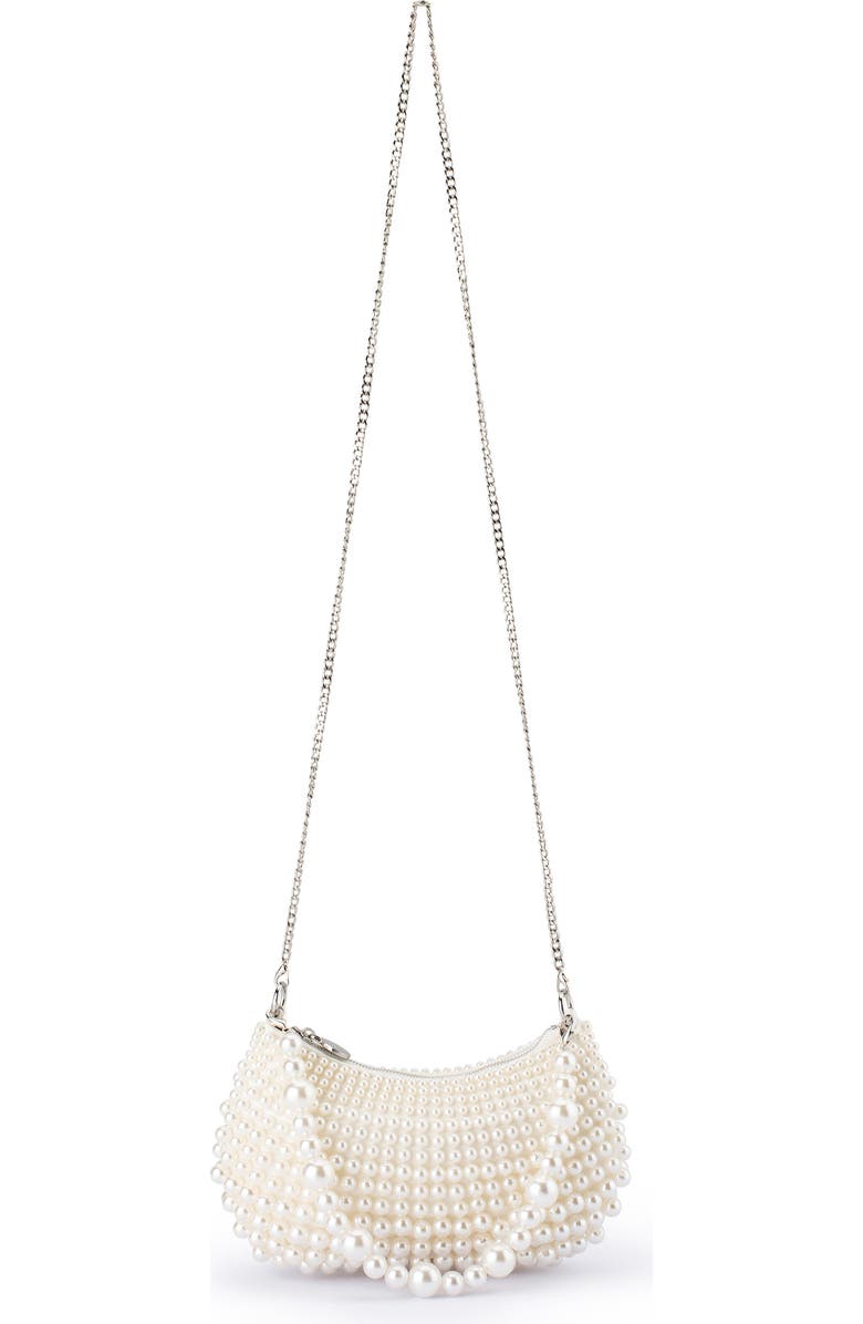 Olga Berg Pia Faux Pearl Croissant Bag, Main, color, Pearl