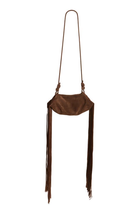 Mini Origami Fringe Suede Crossbody Bag