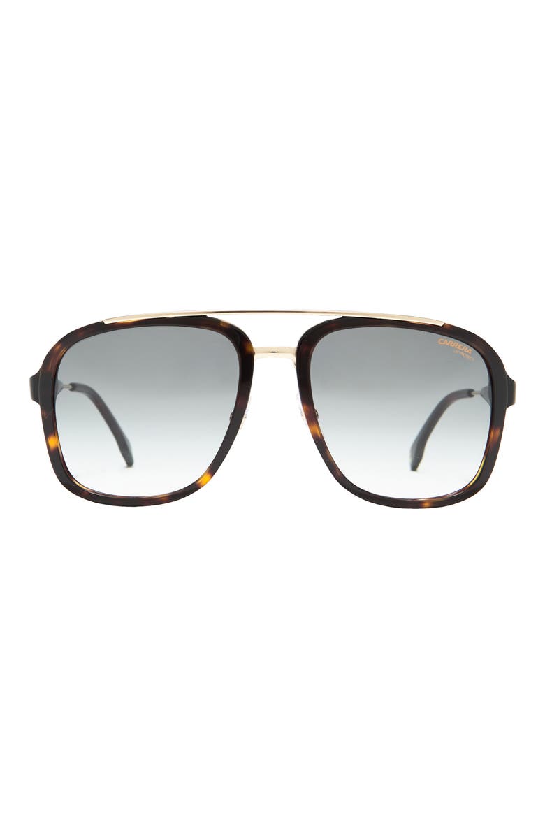 57mm Navigator Sunglasses, Main, color, HAVANA GOLD / GREEN SHADED
