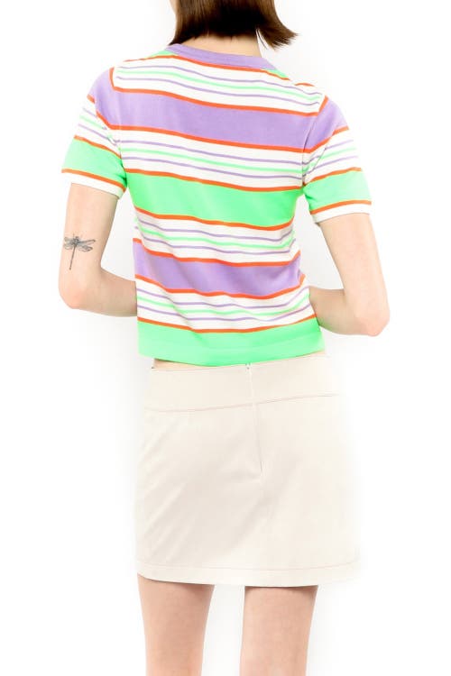 Anna Sui Fluorescent Stripe Knit Top In Lavender Multi