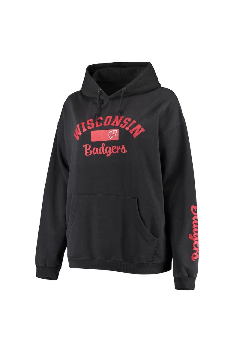 Women's Pressbox Black Wisconsin Badgers Rock n Roll Super Oversized Pullover Hoodie, Alternate, color, Black