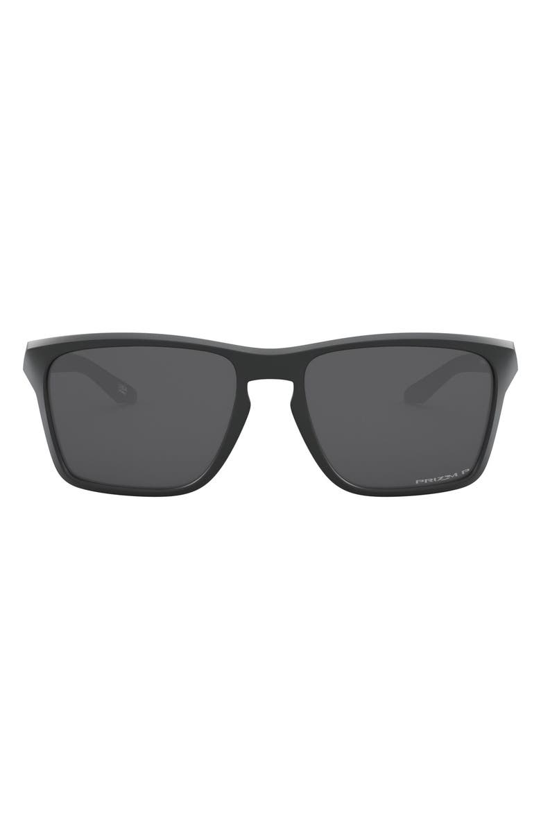 Oakley Sylas 57mm Prizm<sup>™</sup> Polarized Keyhole Sunglasses, Main, color, Black