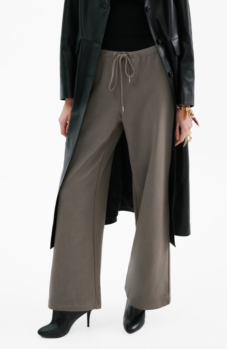 MANGO Drawstring Waist Cotton Sweatpants, Main, color, Grey