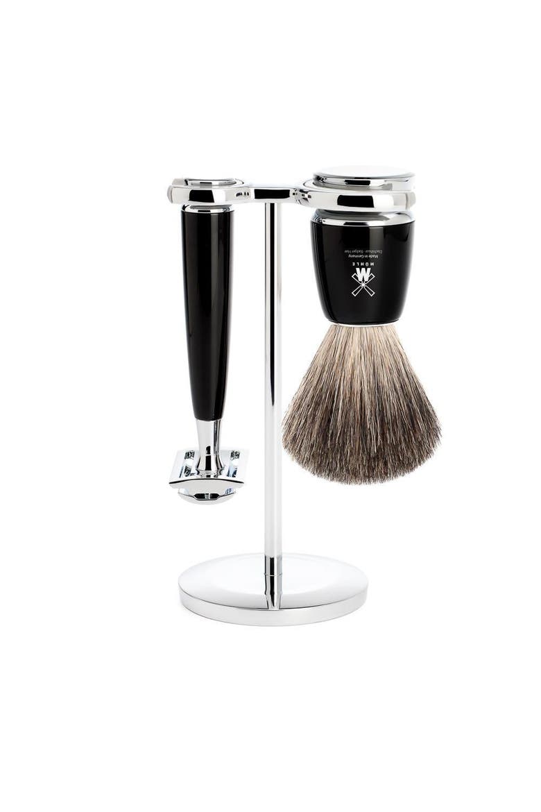 Rytmo Black 3-Piece Pure Badger & Safety Razor Shaving Set, Main, color, Black