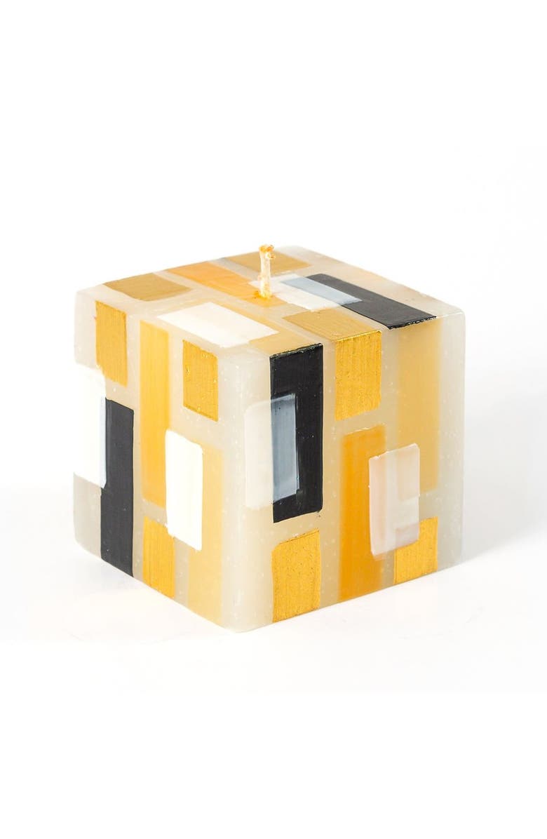 Thumbprint Artifacts Klimt Painted Cube Candle, Main, color, Gold - 3X3x3