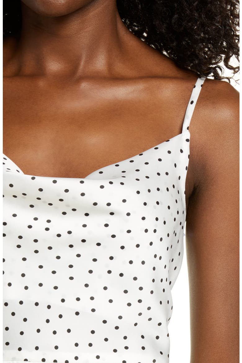 Spot in My Heart Cowl Neck Satin Minidress, Alternate, color, WHITE POLKA DOT