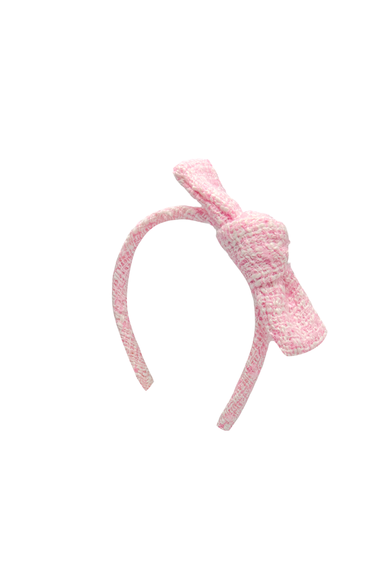 Bits & Bows Tweed Girls' Bow Headband, Main, color, Pink/White