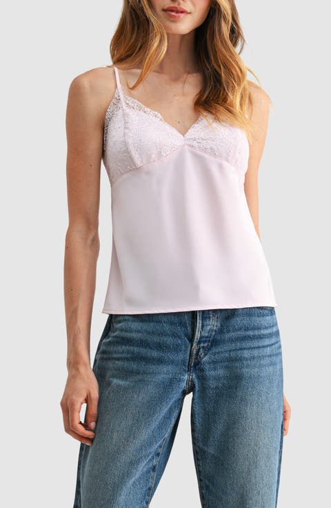 Lace Trim V-Neck Satin Camisole