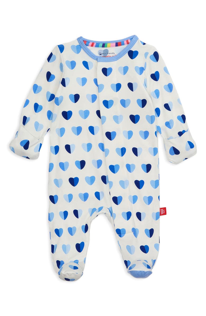 Magnetic Me Blue Hearts Magnetic Modal Footie, Alternate, color, Blue Xoxo