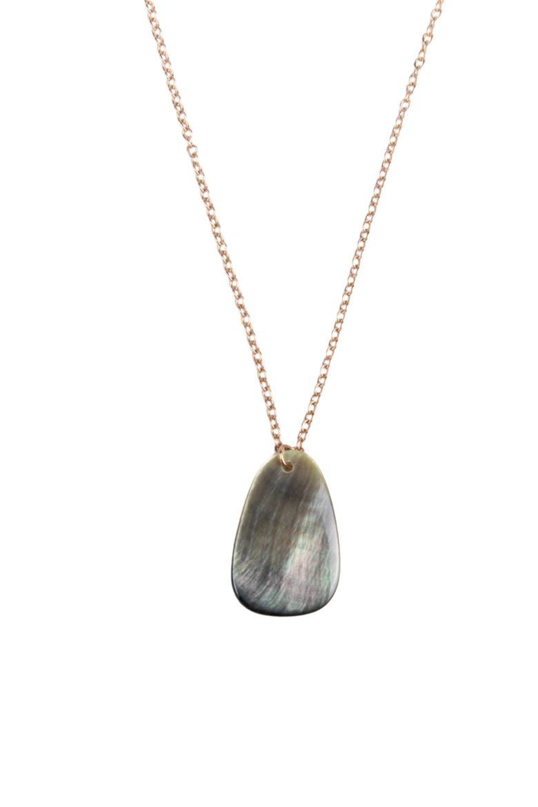 Mother-of-Pearl Trapezoid Pendant Necklace, Main, color, Black